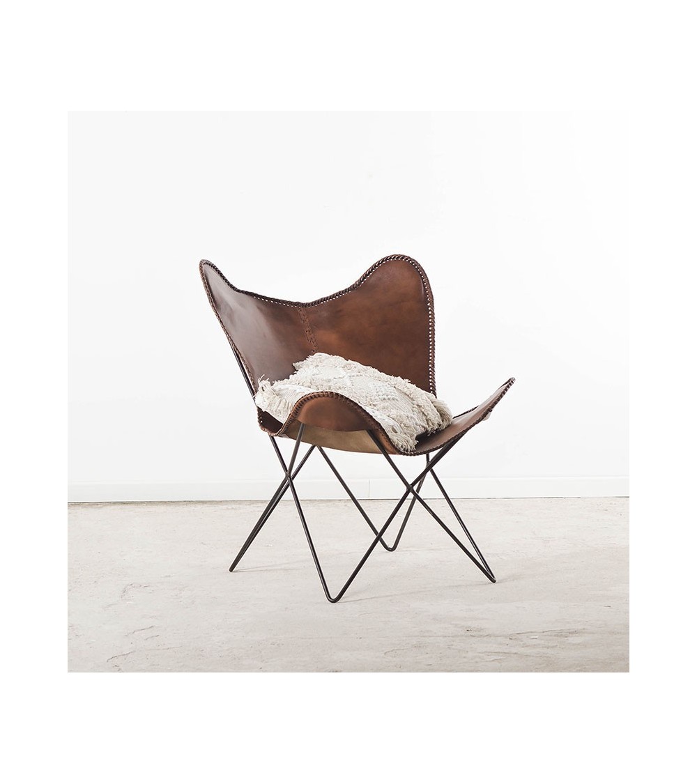 Chaise de papillon peau de vache ou cuir noir ! Vente en ligne