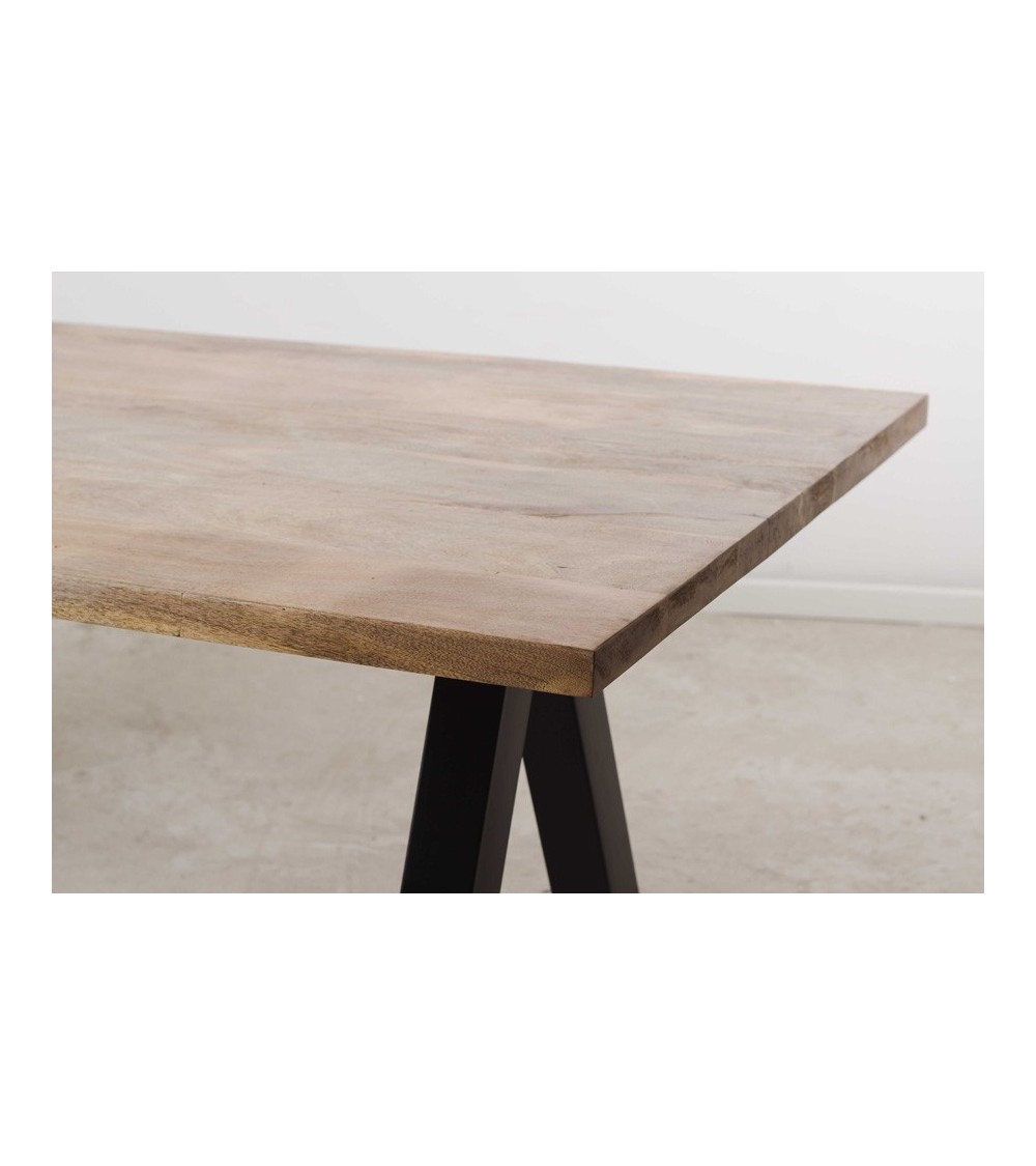 Table industrielle en bois massif - piétement tréteaux