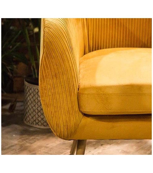 fauteuil velours Jaune