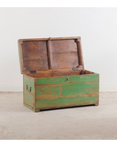 Coffre Vintage vert intérieur en bois