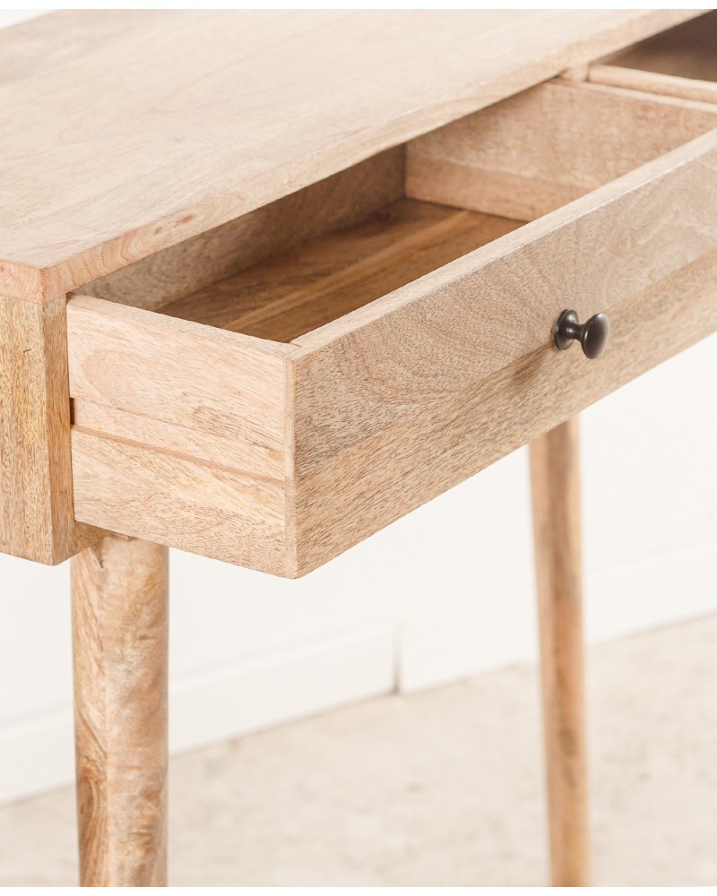 Table Console D'entrée En Bois Massif – 2 Tiroirs – Marron – 130x43x75 Cm – Occasion